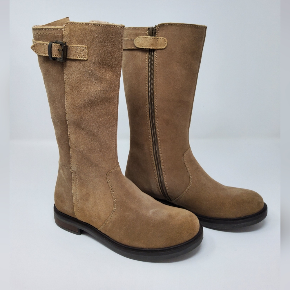 SALE -- LAND'S END Little Girls Dark Sand/Tan Suede Knee-High Boots Sz. 13